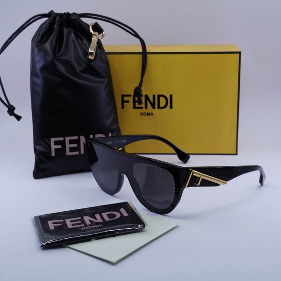 Fendi FE40150I 01A Shield Sunglasses - Shiny Black/Smoke - Picture 1 of 10